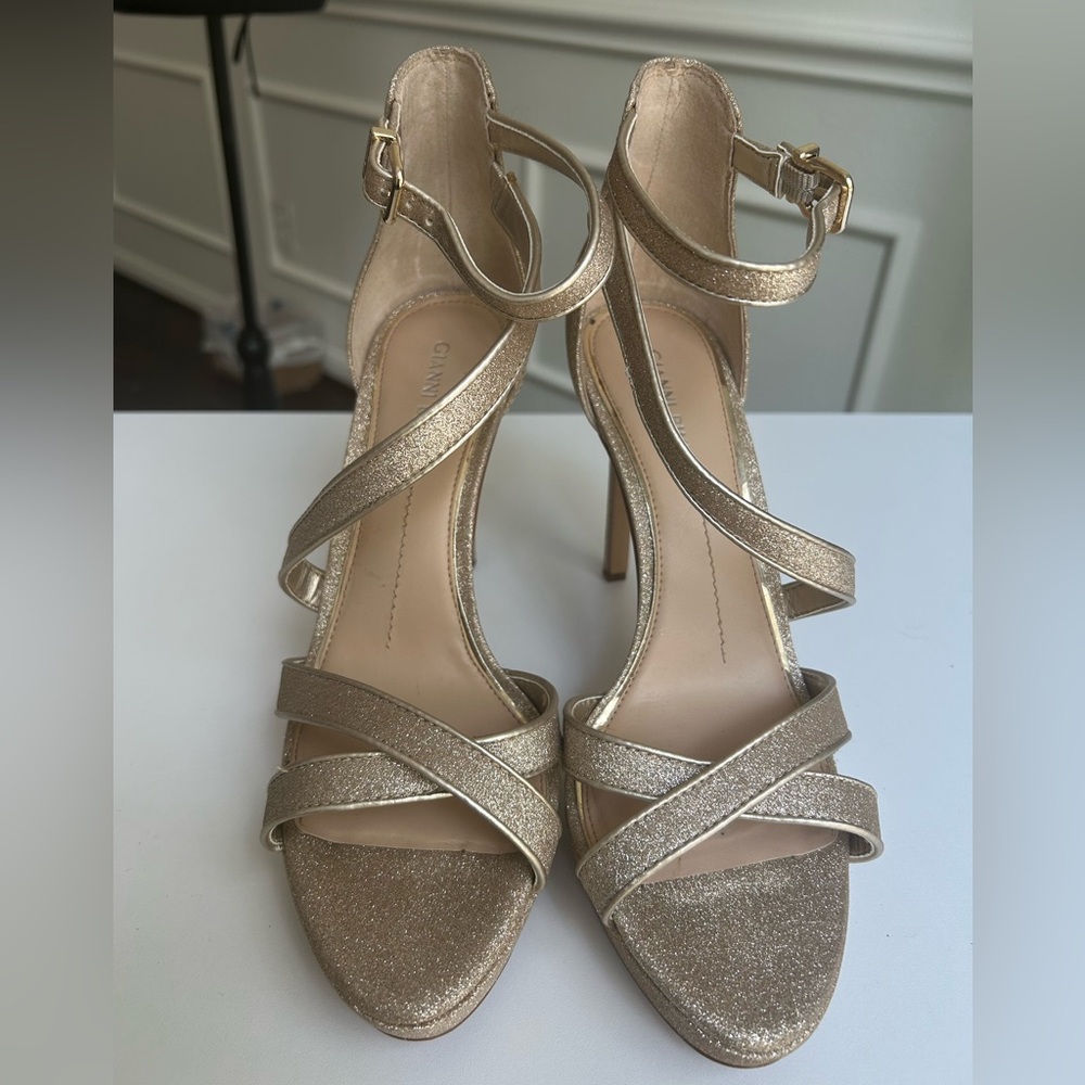 Gianni Bini Shimmering Gold Strappy Heels